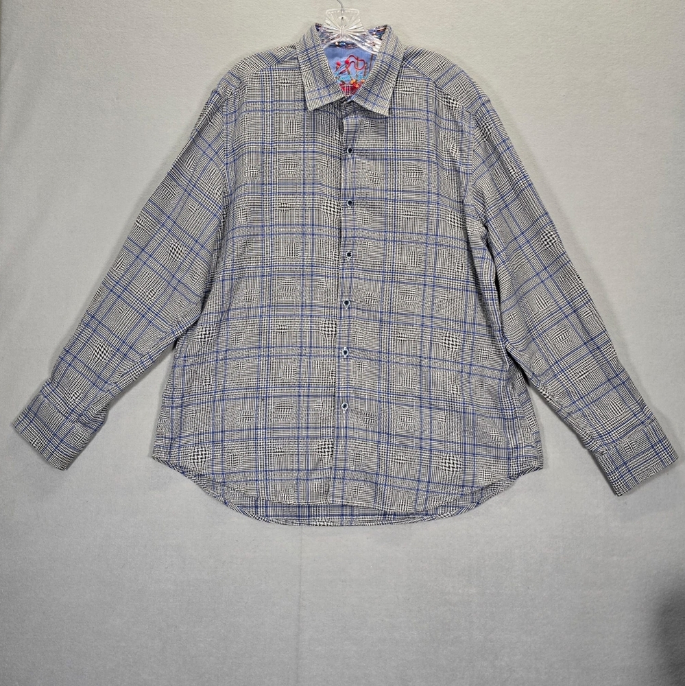 ROBERT GRAHAM Men's Dash Art Long Sleeve Button Up XXL 2XL Gray Blue - Picture 1 of 13